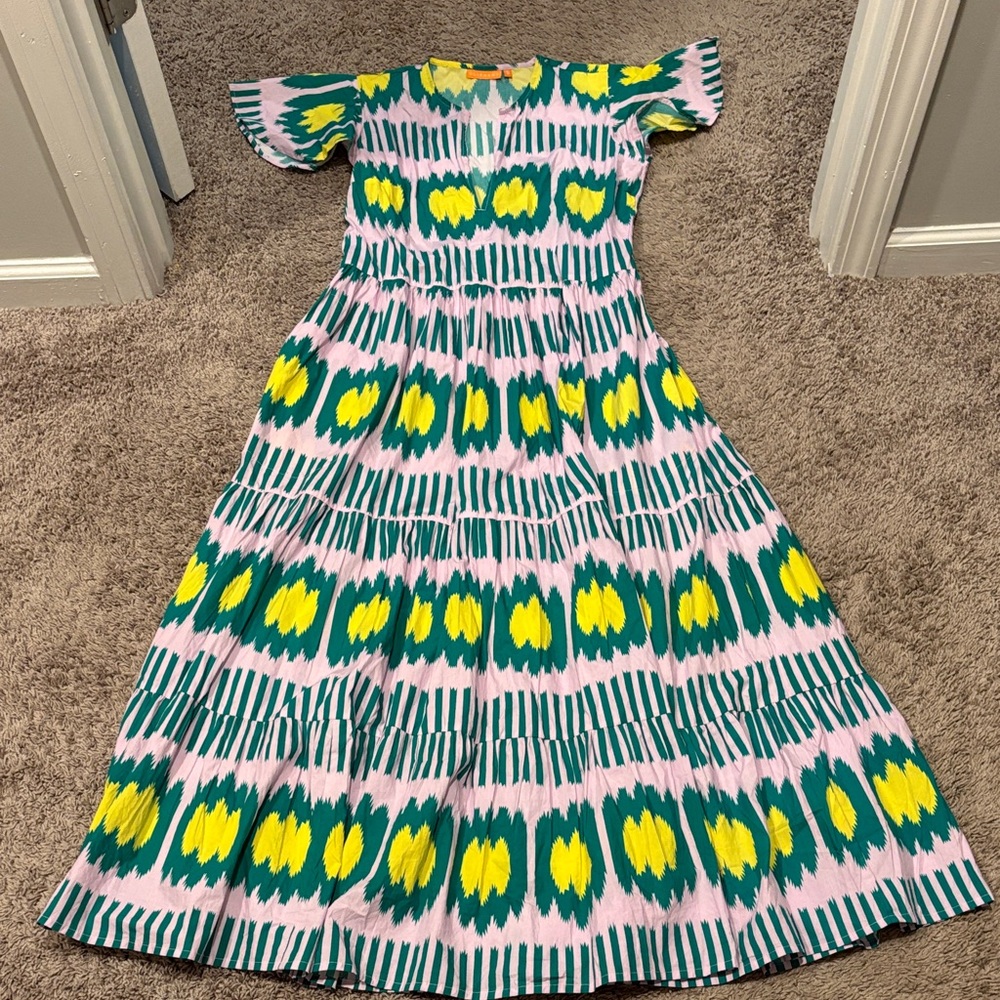 Oliphant Pink and Green Maxi Dress